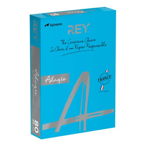 Carta colorata A4 Sylvamo Rey Adagio 80 g/m² blu intenso 51 – Risma da 500 fogli – ADAGI080X622