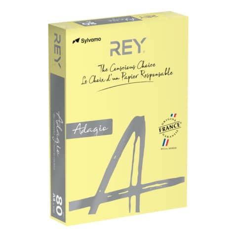 Carta colorata A4 Sylvamo Rey Adagio 80 g/m² giallo canarino 03 – Risma da 500 fogli – ADAGI080X626