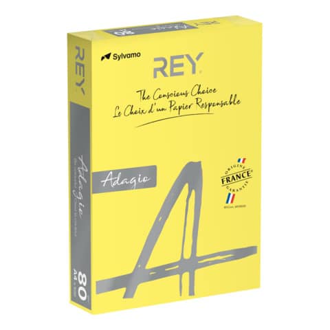 Carta colorata A4 Sylvamo Rey Adagio 80 g/m² giallo intenso 66 – Risma da 500 fogli – ADAGI080X636