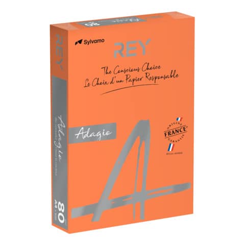 Carta colorata A4 Sylvamo Rey Adagio 80 g/m² arancio 21 – Risma da 500 fogli – ADAGI080X639