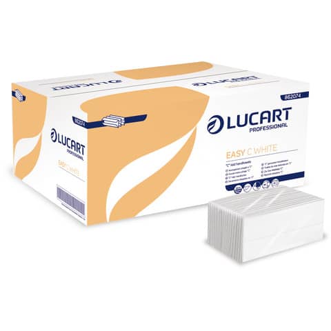 Asciugamani piegati a ”C” Lucart Easy C White 1 velo 20 conf. da 192 pezzi – 862074P
