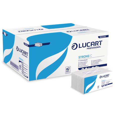 Asciugamani piegati a ”C” Lucart Strong C 23×33 cm 1 velo conf. da 192 ff – 862036P