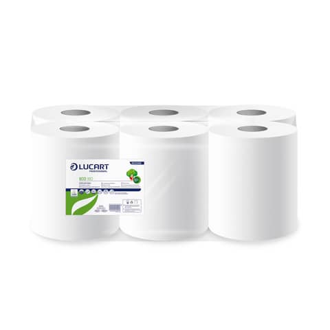 Asciugamani industriali multiuso Lucart Eco 180 m 2 veli 6 rotoli da 486 strappi – 852099I
