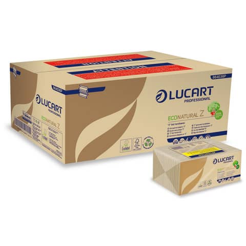 Asciugamani piegati a ”Z” Lucart EcoNatural Z 21,5×23,5 cm avana conf. da 220 ff – 864036U