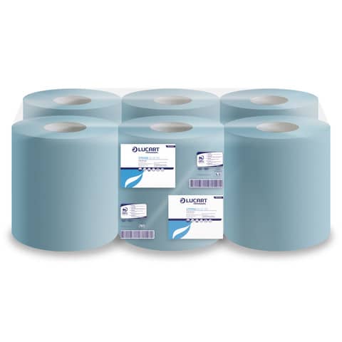 Asciugamani industriali multiuso 2 veli Lucart blu 19,9 cm x 139,8 m 6 rotoli da 466 strappi – 852105