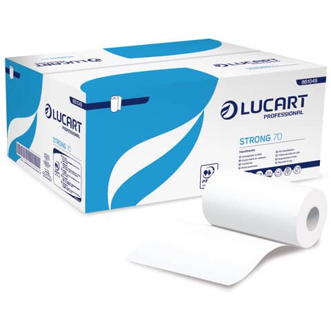 Asciugamano Lucart Strong 70 m 2 veli pura cellulosa cartone da 12 rotoli – 861049