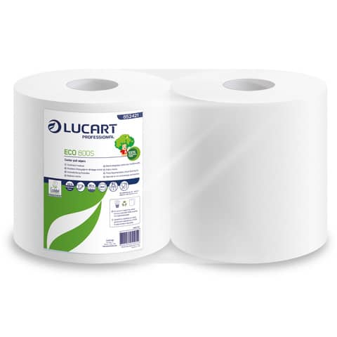 Bobina multiuso Lucart Eco 800 strappi 180 m – 2 veli – Conf. 2 rotoli – 852421T