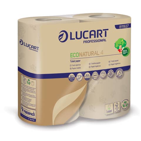 Carta igienica Lucart EcoNatural 4 2 veli 4 rotoli da 400 strappi – 811927