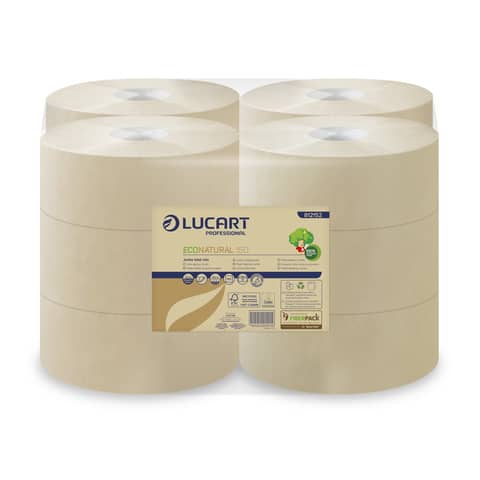 Carta igienica Lucart EcoNatural 150 m jumbo 2 veli avana 12 rotoli da 405 strappi – 812152P