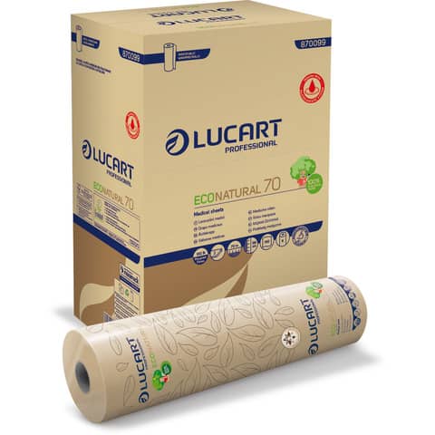Lenzuolino medico Lucart EcoNatural 70 m 2 veli avana 190 strappi – 870099