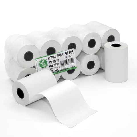 Rotoli POS Rotolificio Pugliese BPA Free Exclusive carta termica 57 mm x 15 m 48 g/m² – f. 12 mm cf. 10 pz – 5715-D34P