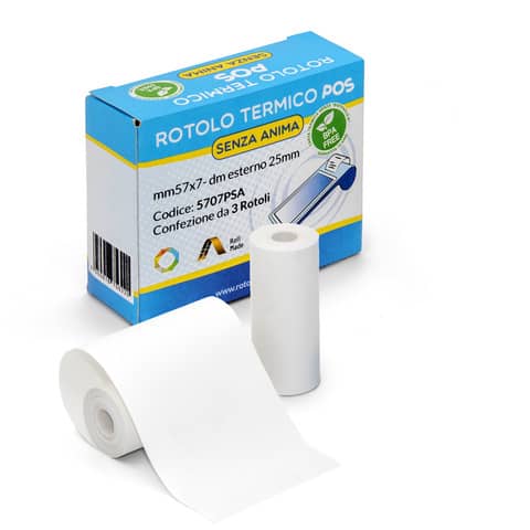 Rotoli POS Rotolificio Pugliese BPA Free Exclusive senza anima 57 mm x 10 m – d. 30 mm – conf. 12 rotoli – 5710-PSA