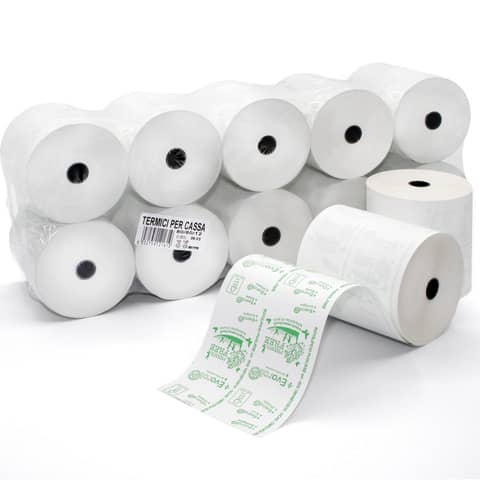 Rotoli registratore di cassa Rotolificio Pugliese Evoroll lunga durata 80 mm x 80 m foro 12 mm  conf. da 10 – 7980T10