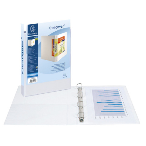 Raccoglitore personalizzabile Exacompta A4 maxi Kreacover® bianco 4 anelli a D 40 mm – 51943E