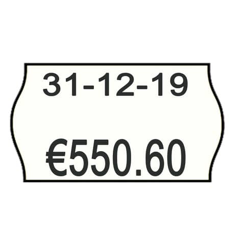 Rotolo da 1000 etichette per prezzatrice Printex sagomate 26×16 mm bianco removibile  con. 10 rotoli – 2616sbr7