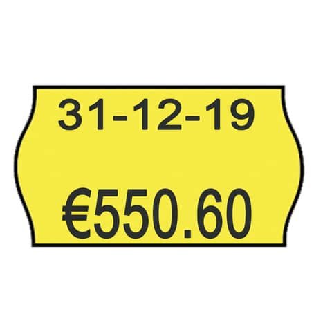 Rotolo da 1000 etichette per prezzatrice Printex sagomate 26×16 mm giallo fluo removibile  conf. 10 rotoli – 2616sfr7gi