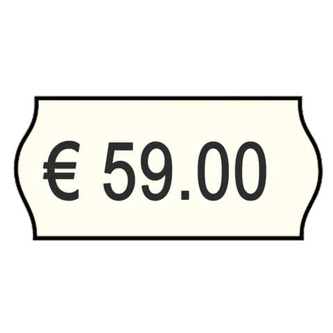 Rotolo da 1000 etichette per prezzatrice Printex sagomate 26×12 mm bianco removibile  conf. 10 rotoli – 2612sbr10
