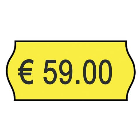 Rotolo da 1000 etichette per prezzatrice Printex sagomate 26×12 mm giallo perm. conf. 10 rotoli – 2612sfp10gi
