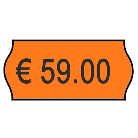 Rotolo da 1000 etichette per prezzatrice Printex sagomate 26×12 mm arancio perm. conf. 10 rotoli – 2612sfp10ar