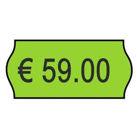 Rotolo da 1000 etichette per prezzatrice Printex sagomate 26×12 mm verde perm. conf. 10 rotoli – 2612sfp10ve