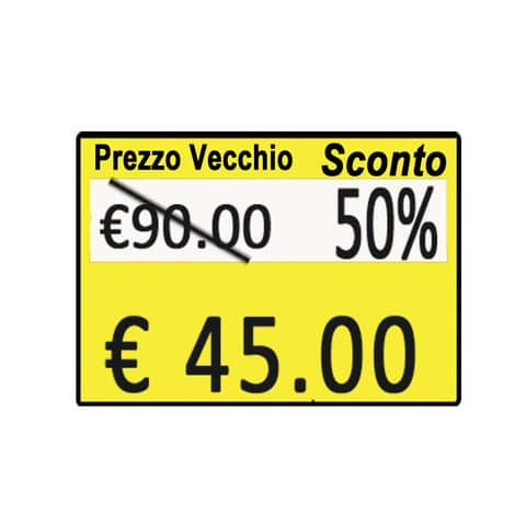 Rotolo da 600 etichette Printex prezzo/sconto 26×19 mm giallo remov. conf. 10 rotoli – B10/2619/CRGSTS