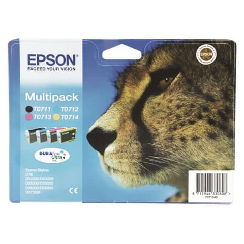 Cartucce inkjet Ghepardo T0715 Epson nero+ciano+magenta+giallo Conf. 4 – C13T07154012