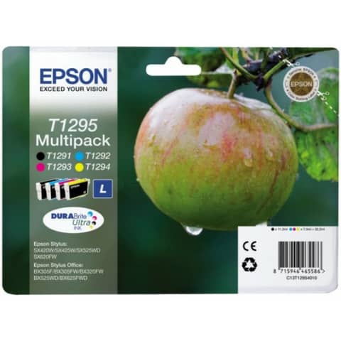 Cartucce inkjet ink pigmentato Mela T1295 Epson n+c+m+g Conf. 4 – C13T12954012