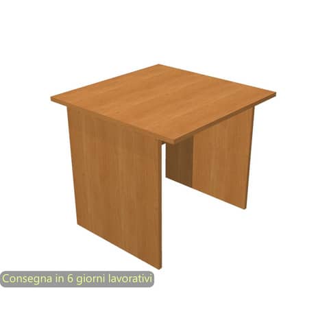 Scrivania piano noce chiaro 80x80xH.72 cm gamba a pannello in melaminico in tinta linea Presto Artexport – 001PAN/4