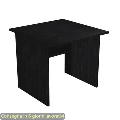 Scrivania piano nero venato frassino 80x80xH.72 cm gamba a pannello in melaminico in tinta Presto – 001PAN/8