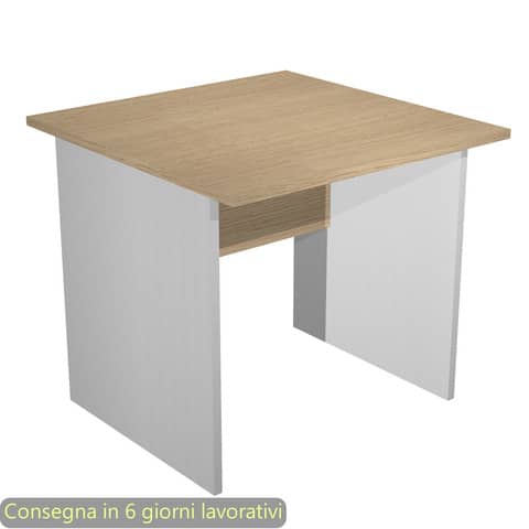 Scrivania piano rovere 80x80xH.72 cm gamba a pannello in melaminico grigio linea Presto Artexport – 001PAN/C5