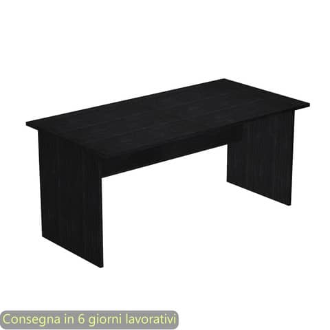 Scrivania piano nero venato frassino 140x80xH.72 cm gamba a pannello in melaminico in tinta Presto – 002PAN/8