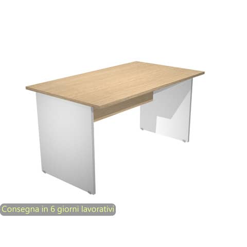 Scrivania piano rovere 140x80xH.72 cm gamba a pannello in melaminico grigio linea Presto Artexport – 002PAN/C5