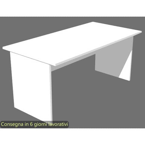 Scrivania piano bianco 160x80xH.72 cm gambe a pannello in melaminico in tinta linea Presto Artexport – 003PAN/3