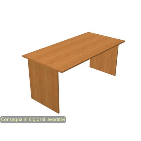 Scrivania piano noce chiaro 160x80xH.72 cm gambe a pannello in melaminico in tinta linea Presto Artexport – 003PAN/4