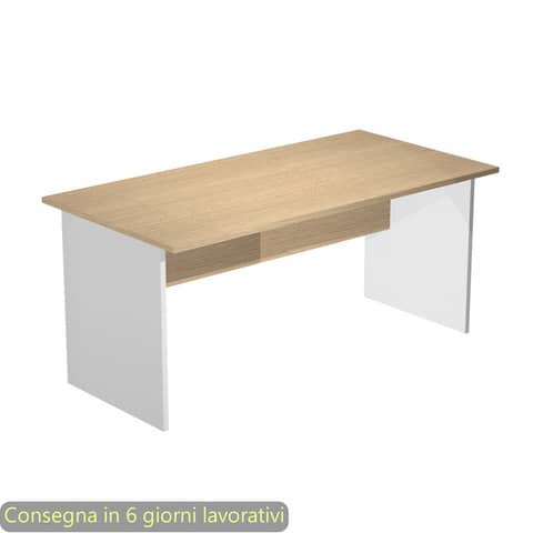 Scrivania piano rovere 160x80xH.72 cm gambe a pannello in melaminico grigio linea Presto Artexport – 003PAN/C5