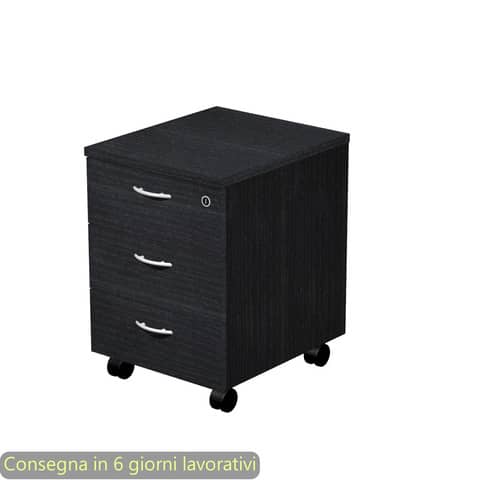 Cassettiera a tre cassetti montata nero venato frassino 41,8x52xH.59,5 cm linea Presto Artexport – 60019/8