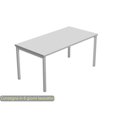 Scrivania piano grigio 140x80xH.72,5 cm gamba a ponte in metallo grigio linea Presto Venere Plus  Artexport – 662/9