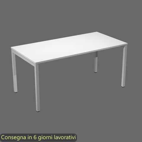 Scrivania piano bianco 160x80xH.72,5 cm gamba a ponte in metallo grigio linea Presto Venere Plus  Artexport –  663/3