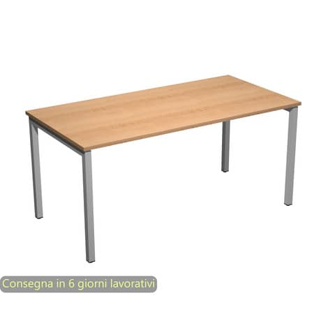Scrivania piano faggio 160x80xH.72,5 cm gamba a ponte in metallo grigio linea Presto Venere Plus  Artexport – 663/6