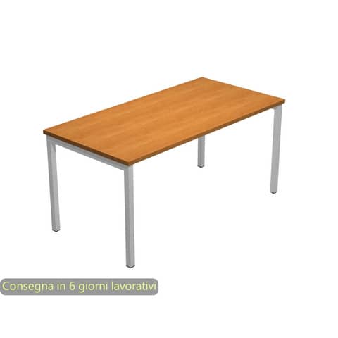 Scrivania piano noce chiaro 180x80xH72,5 cm gamba a ponte in metallo grigio linea Presto Venere Plus  Artexport – 665/4