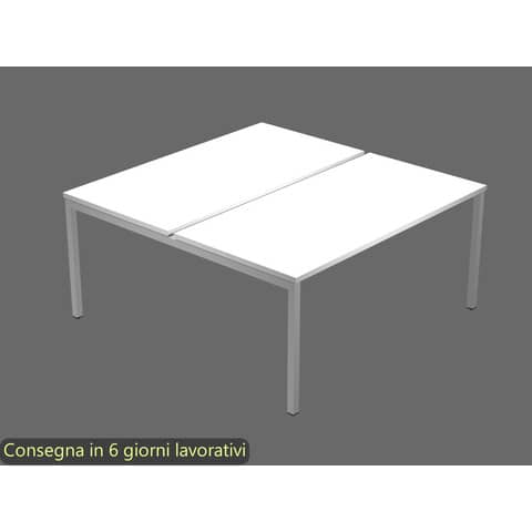 Scrivania Bench doppia piano bianco 160x164x72,5 cm gamba a ponte in metallo grigio Presto Venere Plus – 663B-NOPAR/3