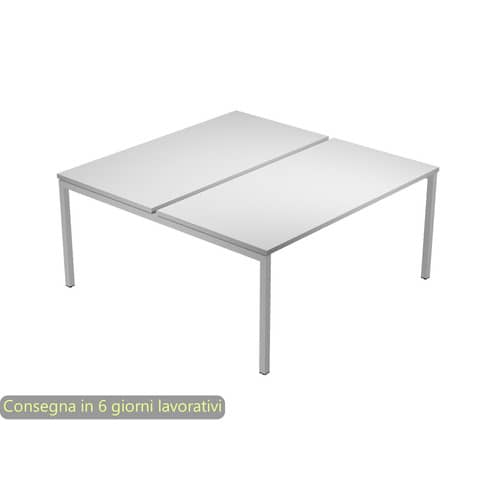 Scrivania Bench doppia piano grigio 160x164x72,5 cm gamba a ponte in metallo grigio Presto Venere Plus – 663B-NOPAR/9