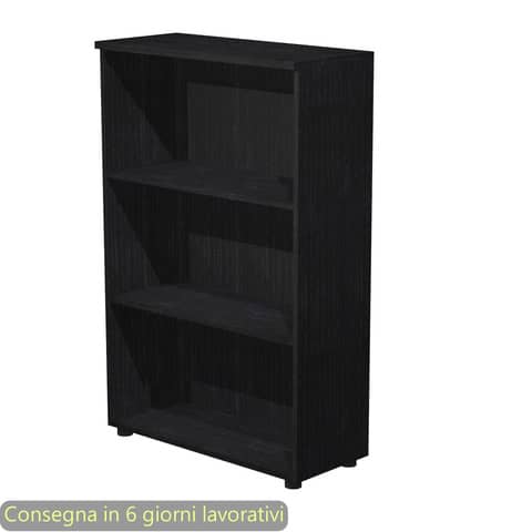 Mobile a giorno medio nero venato frassino 80x35xH.120 cm con 2 ripiani regolabili Presto Artexport – 035/8