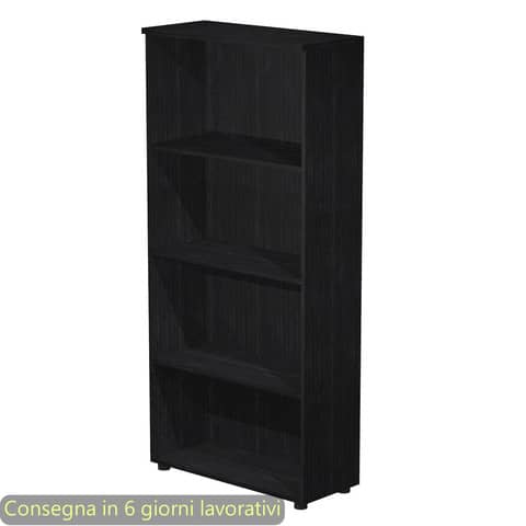 Mobile a giorno alto nero venato frassino 80x35xH.180 cm con 3 ripiani regolabili Presto Artexport – 038-39/8