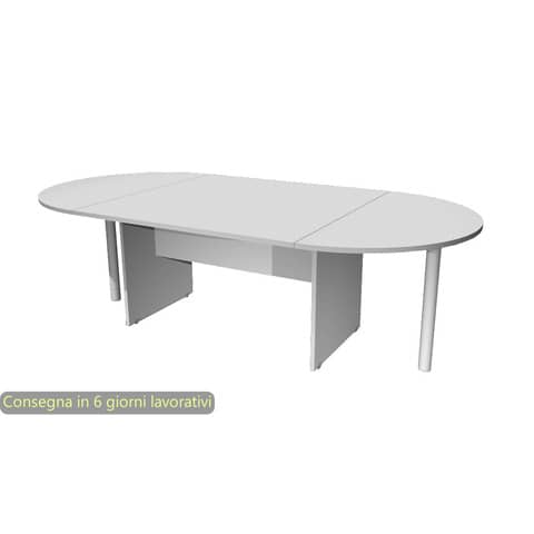 Tavolo riunione ovale grigio 220x110xH.72 cm gamba a pannello in tinta linea Presto Artexport – TR/220/9
