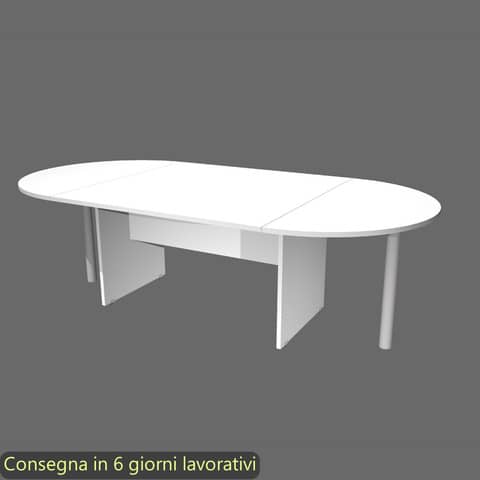 Tavolo riunione ovale bianco 220x110xH.72 cm gamba a pannello in tinta linea Presto Artexport – TR-220/3