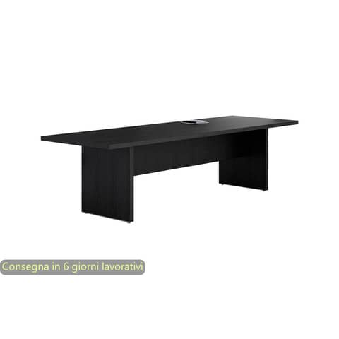 Tavolo riunioni nero venato frassino 220x100x74 cm gamba a pannello in tinta linea Flora Artexport – 905/8