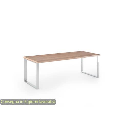 Scrivania direzionale ciliegio arabis 210x90xH.74 cm gamba ad anello effetto cromato linea Flora Artexport – 902M/K