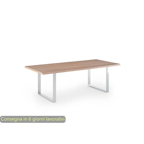 Tavolo riunioni ciliegio arabis 220x100xH.74 cm gamba ad anello effetto cromato – linea Flora Artexport – 905M/K