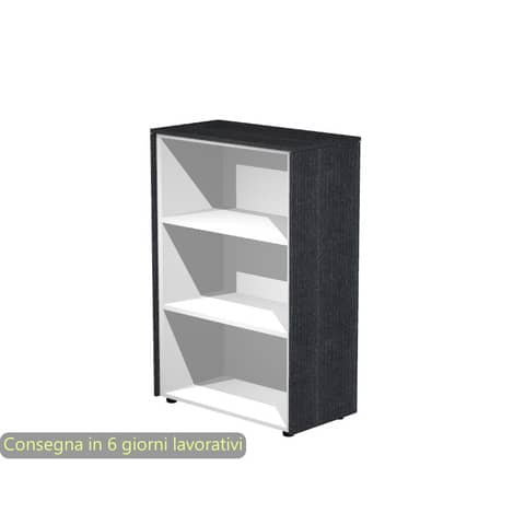 Mobile a giorno medio singolo top nero venato frassino 83x43x119,8 struttura grigio alluminio Flora Artexport 935/8